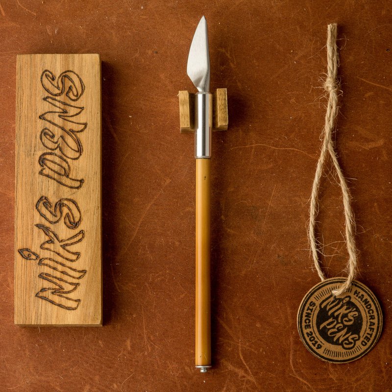 Hand made folded pen for expressive  calligraphy/Cola pen/Bamboo handle/ - 沾水筆 - 其他金屬 銀色