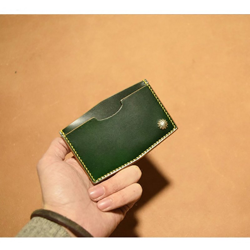 USER ART Japanese hips, pick-up bags, handmade leather gifts, holiday gifts - Wallets - Genuine Leather Green