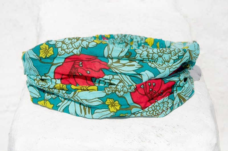 Fast delivery Christmas gift exchange gift handmade hair band / pop style hair band / printed hair band / elastic hair band-spring flower pattern (manual limited one piece) - Hair Accessories - Cotton & Hemp Multicolor