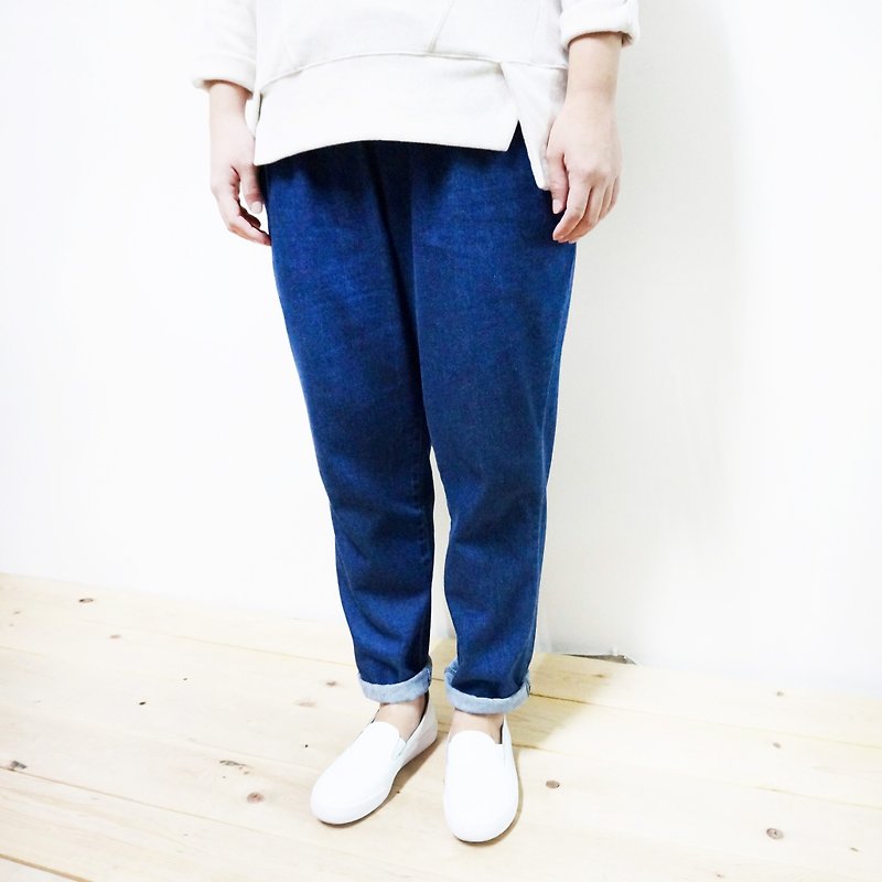 [MIT] Qi Wu eight 〇x cotton straight jeans tannins - Women's Pants - Cotton & Hemp Blue