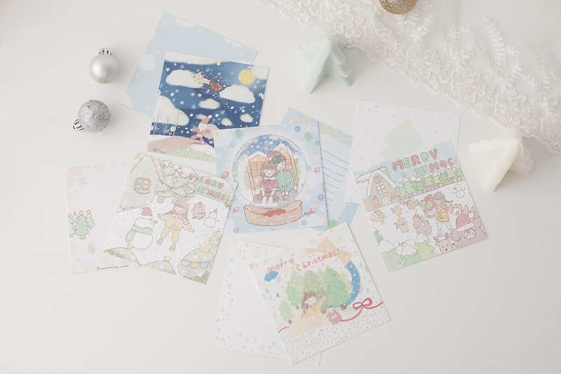 暖かい手描きのクリスマスカード - カード・はがき - 紙 