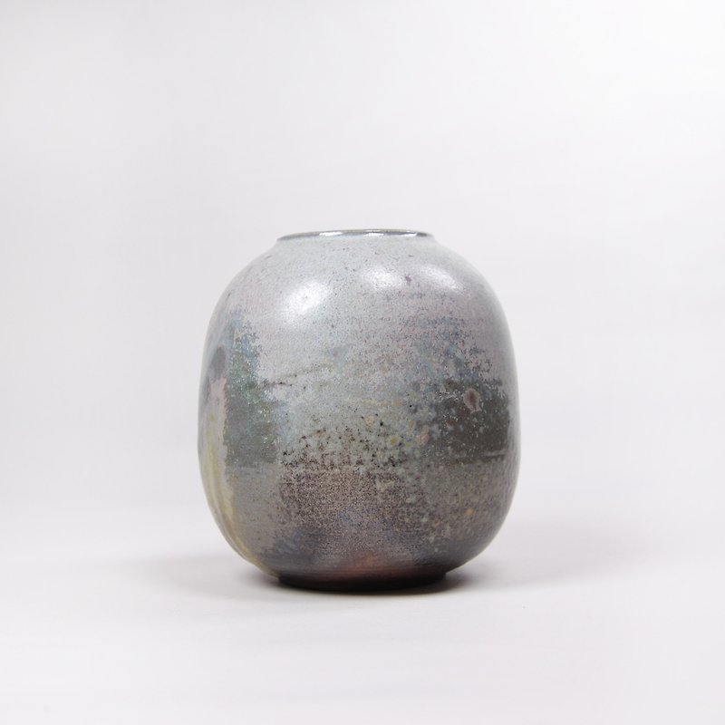 明芽窯l薪釉薬灰灰フラワーティーポット - 花瓶・植木鉢 - 陶器 多色