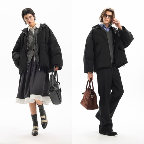 Unvesno 【90白鴨絨】Unvesno(UN) 北極立體線性分割縫線奈米防水羽絨服