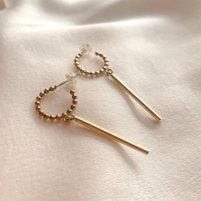 雨都 - 黃銅耳環 - 耳環/耳夾/耳骨夾 - 銅/黃銅 金色