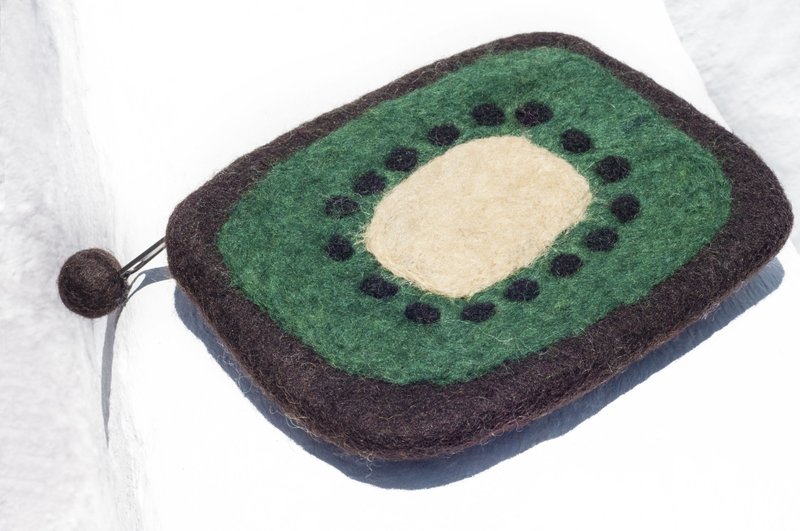 Wool felt small bag / wool felt storage bag / coin purse / leisure card holder / wool felt wallet-kiwi - กระเป๋าเครื่องสำอาง - ดินเผา หลากหลายสี