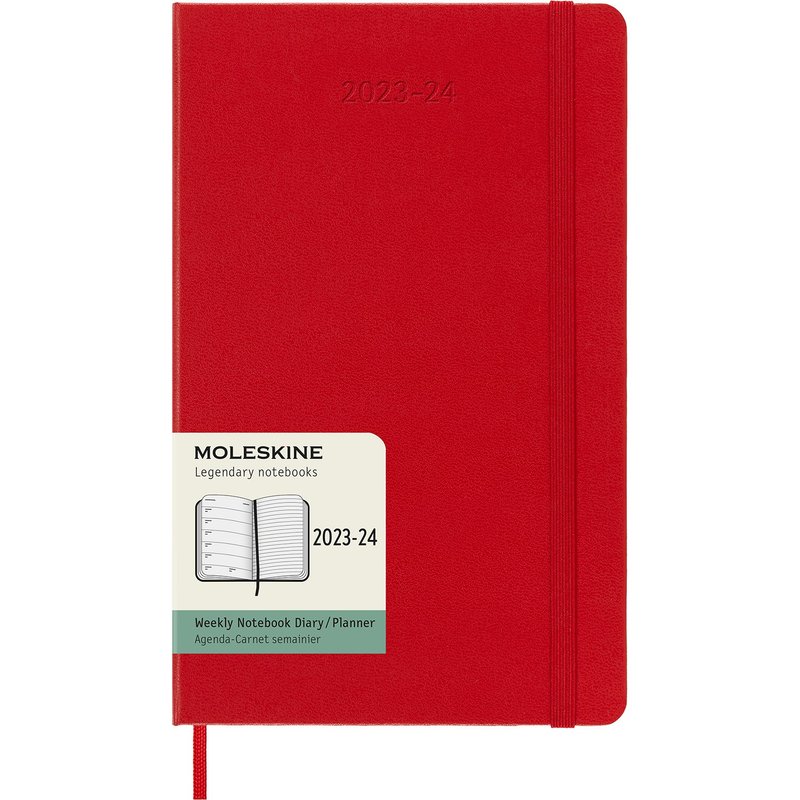 _勿上架_MOLESKINE 2023-24 週記手帳 18M 硬殼 L型 紅 燙金服務 - 筆記本/手帳 - 紙 紅色