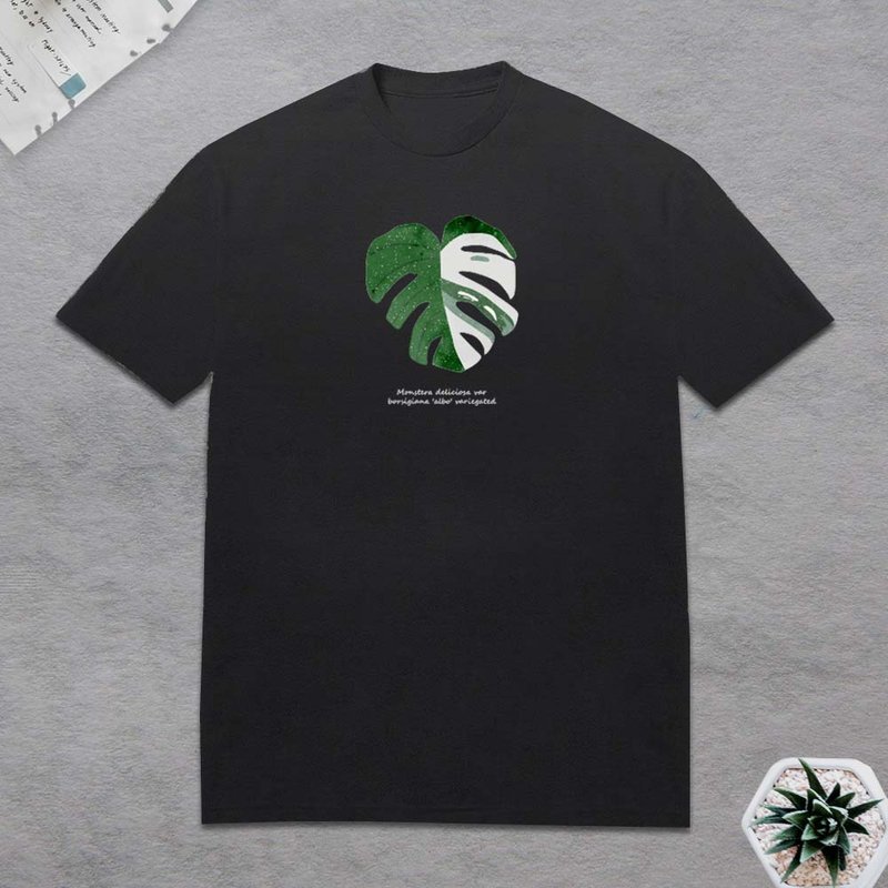 植物 龜背芋 T恤 觀葉植物 - 男 T 恤 - 棉．麻 多色