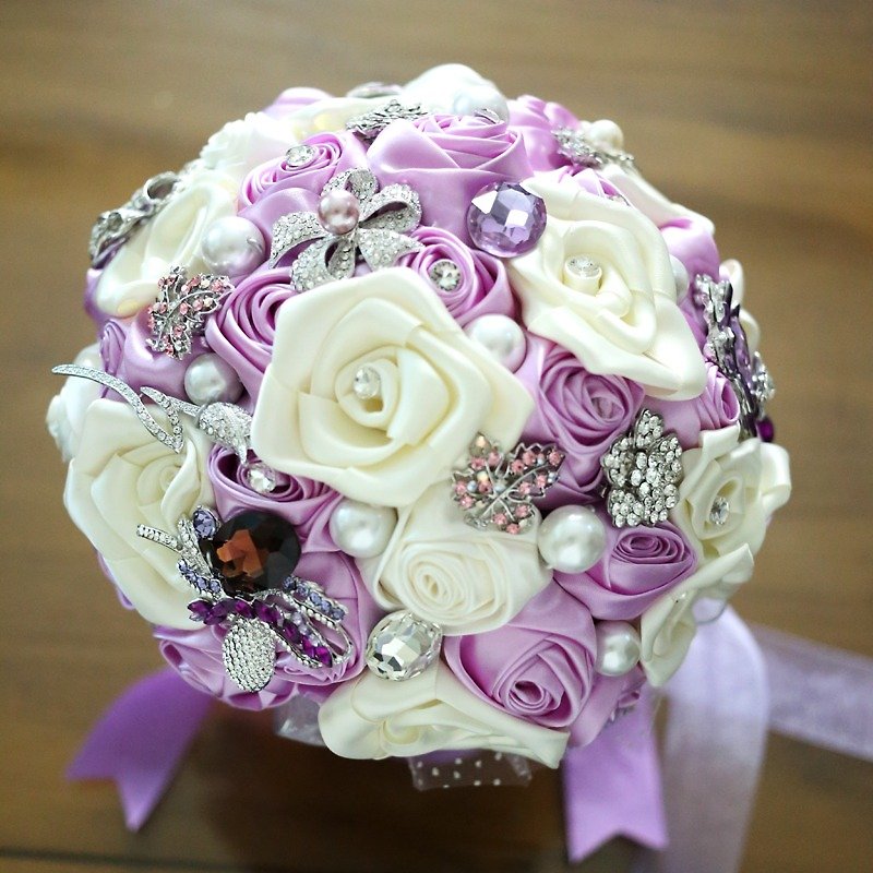 璎珞 Manor*JY23*Purple White - Green 芋 Ziwei / Jewelry / Guest / Wedding Gifts - ช่อดอกไม้แห้ง - วัสดุอื่นๆ 