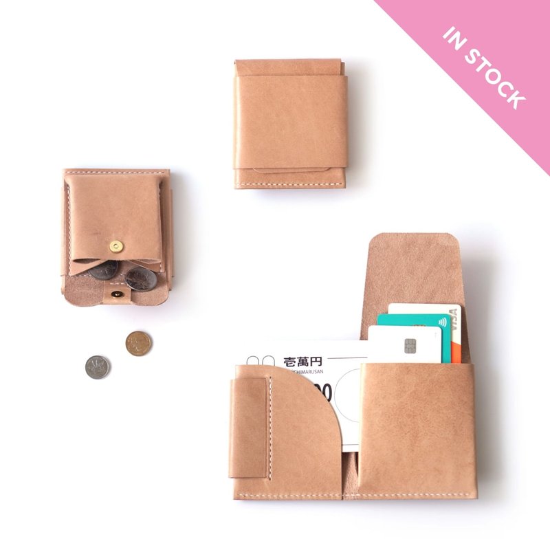 BILLFOLD / 2つ折り財布 - 皮夾/長短夾/錢包 - 真皮 卡其色