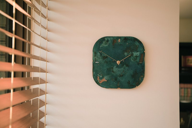 Atelier Mate X slow production-patina square wall clock - Clocks - Copper & Brass Green