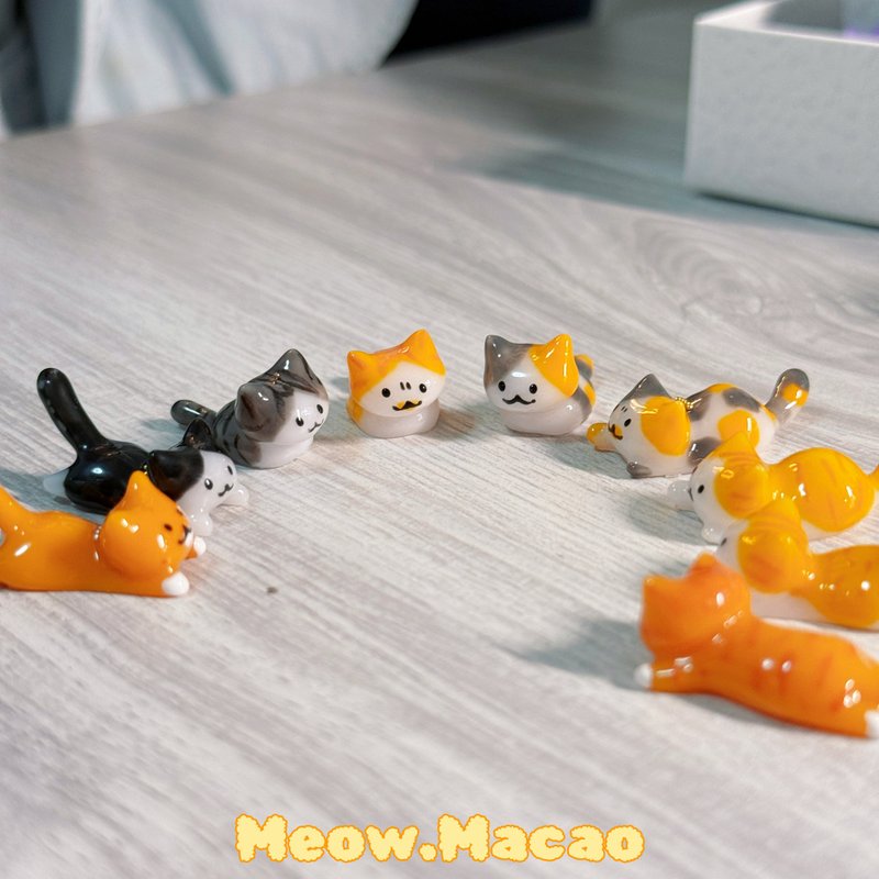 立體大貓咪戒指手繪貓 - 戒指 - 樹脂 卡其色