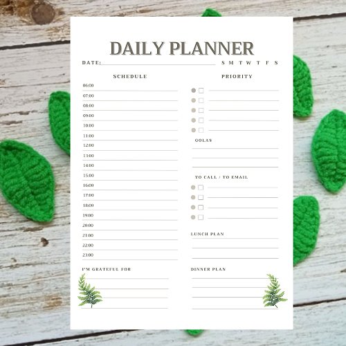 Sasideni Design Digital Planner To Do List Daily Planner Downloadable File PDF Print 8.5x11 in