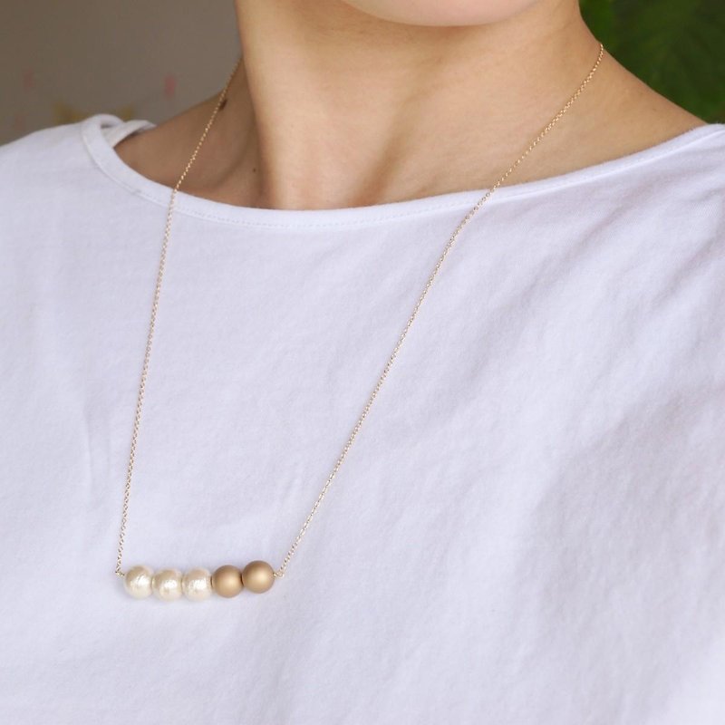 Bicolor random pearl necklace GD [TM-N013-A] - สร้อยคอ - เครื่องเพชรพลอย 