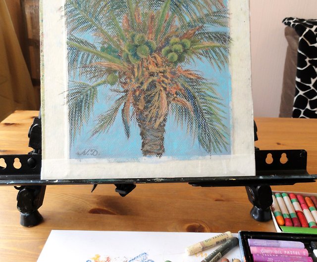 ココナッツヤシの木の絵画オリジナルアートハワイビーチトロピカル 