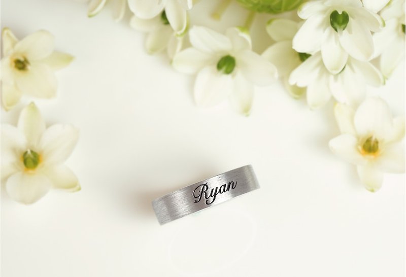 LIM-Simple Flat Edition Custom Lettering Sterling Silver Ring Men's Ring Customized Gift - แหวนทั่วไป - โลหะ สีเงิน
