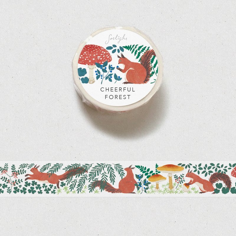 Cheerful forest Washi Tape 15mm / Squirrel - Washi Tape - Paper Red