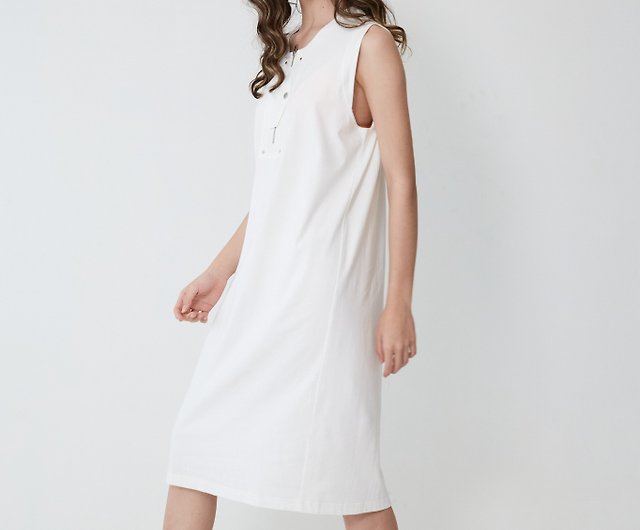 Buy White Cotton A Line Dress Online