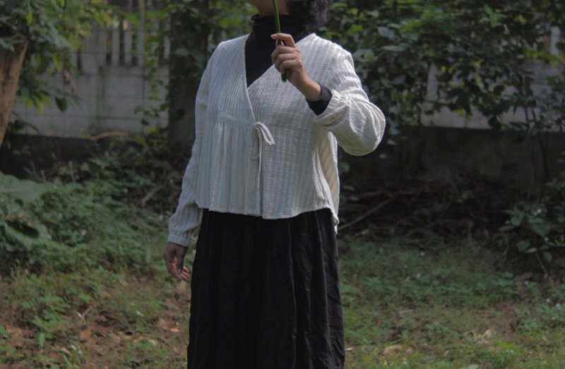 Vanilla Autumn | oki Top | Light Chiangmai Cotton - 洋裝/連身裙 - 棉．麻 白色