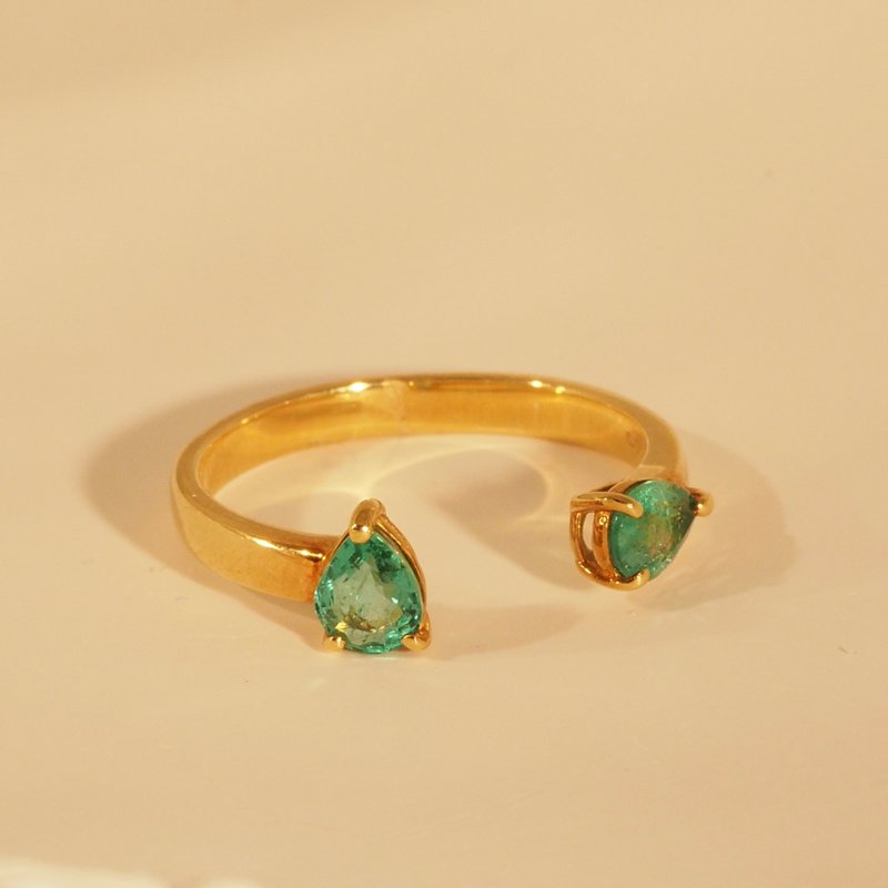 18K金祖母綠梨型戒指 18K Gold Emerald Pear Ring - 戒指 - 貴金屬 