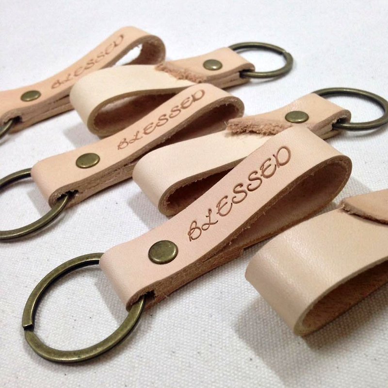 Handmade leather key ring (Christmas gifts, exchange gifts, wedding gifts, graduation gifts) - ที่ห้อยกุญแจ - หนังแท้ หลากหลายสี