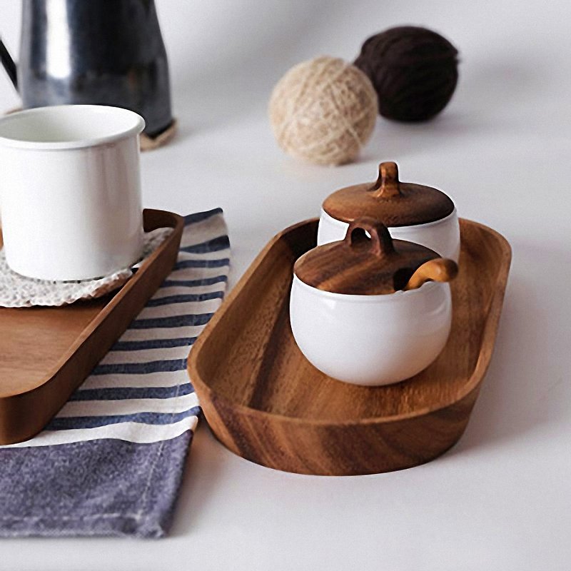 楕円形の木製パレット - 小皿 - 木製 ブラウン