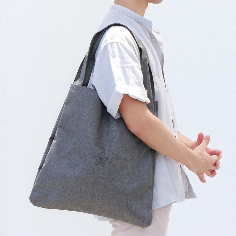 雙層Tote包(尼龍)-迷霧灰_100414 - 側背包/斜背包 - 其他材質 灰色