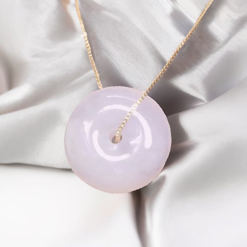 [May ‧Peace] Violet Jade Peace Buckle Pendant | Natural Burmese Jade A Grade Jade | Gift - Charms - Jade Purple
