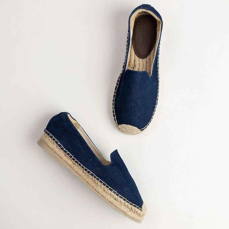 OneShoe handmade Espadrilles Classic - รองเท้าลำลองผู้หญิง - ผ้าฝ้าย/ผ้าลินิน สีน้ำเงิน