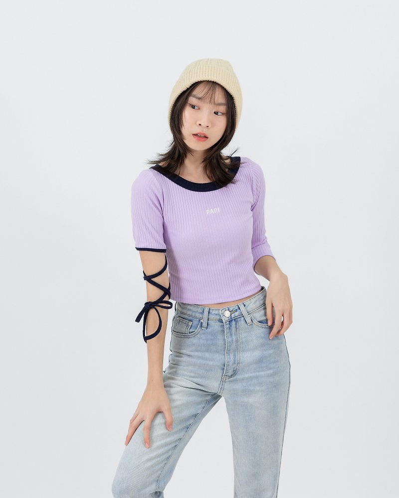 Long Tails Top (PG003) - 女 T 恤 - 其他材質 紫色