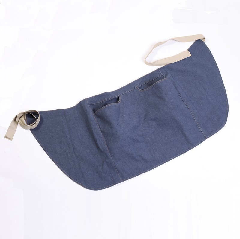 Fashion half-length work apron-blue - ผ้ากันเปื้อน - ผ้าฝ้าย/ผ้าลินิน สีน้ำเงิน