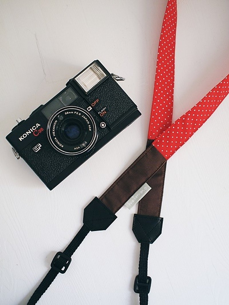 hairmo. Paired pairs of dual-back camera straps-red + coffee points (usually 80) + - กล้อง - ผ้าฝ้าย/ผ้าลินิน สีแดง