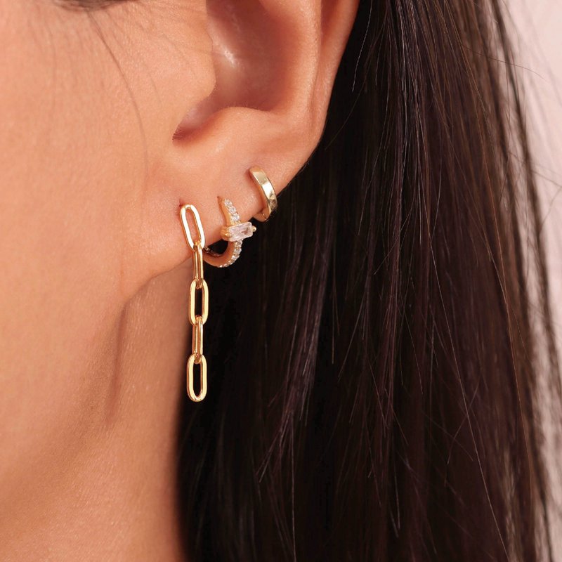 Link Earrings Threader Earrings Chain Earrings Dangle Earrings Long Earrings - Earrings & Clip-ons - Silver Gold