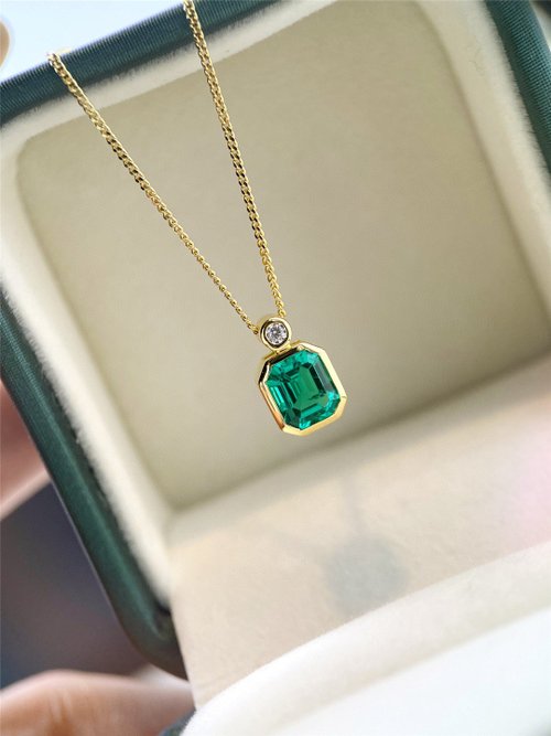 莫桑鑽飾品專賣 人工培育祖母綠項鍊--情侶飾品 翡翠 水晶