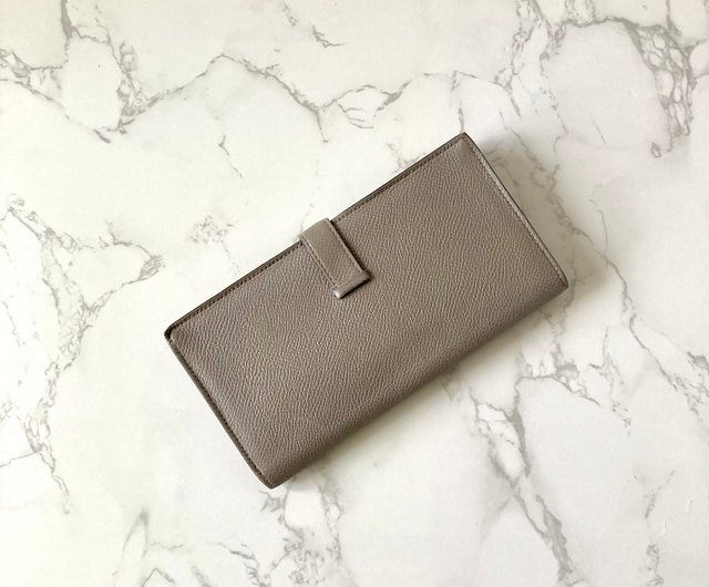 【ノエ】【中古】HERMES ブラックレザー 長財布 箱付き HERMES 保存箱付き✨️ ベアン 長財布 レザー ブラック 黒