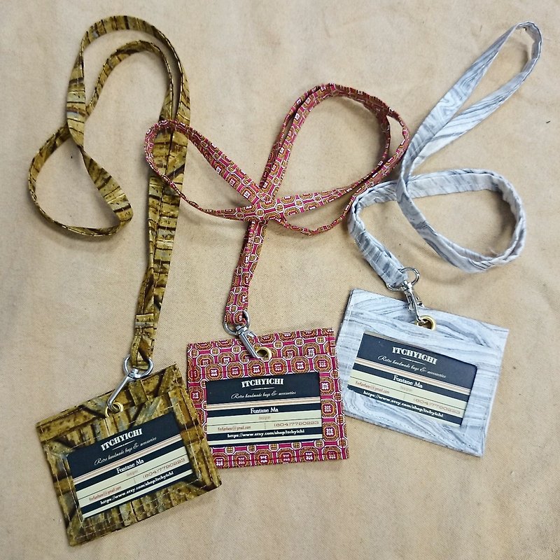 Wood / marble / Horizontal vintage cloth card sets sets of documents - ID & Badge Holders - Cotton & Hemp Multicolor