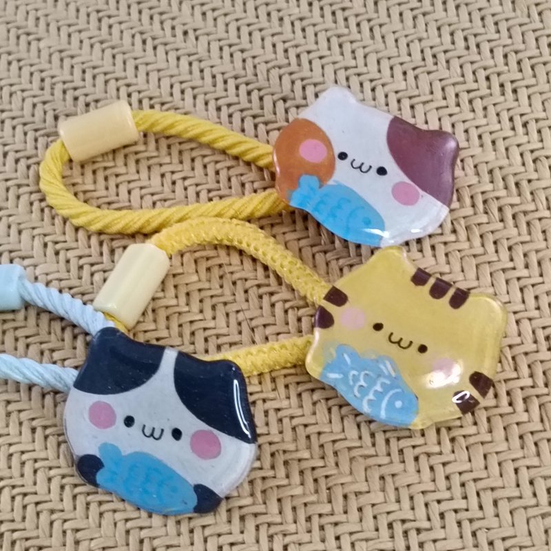 咪咪造型髮扣 l 咪咪星人(一對) - 熱縮片 x UV 膠 - 髮夾/髮圈 - 樹脂 橘色