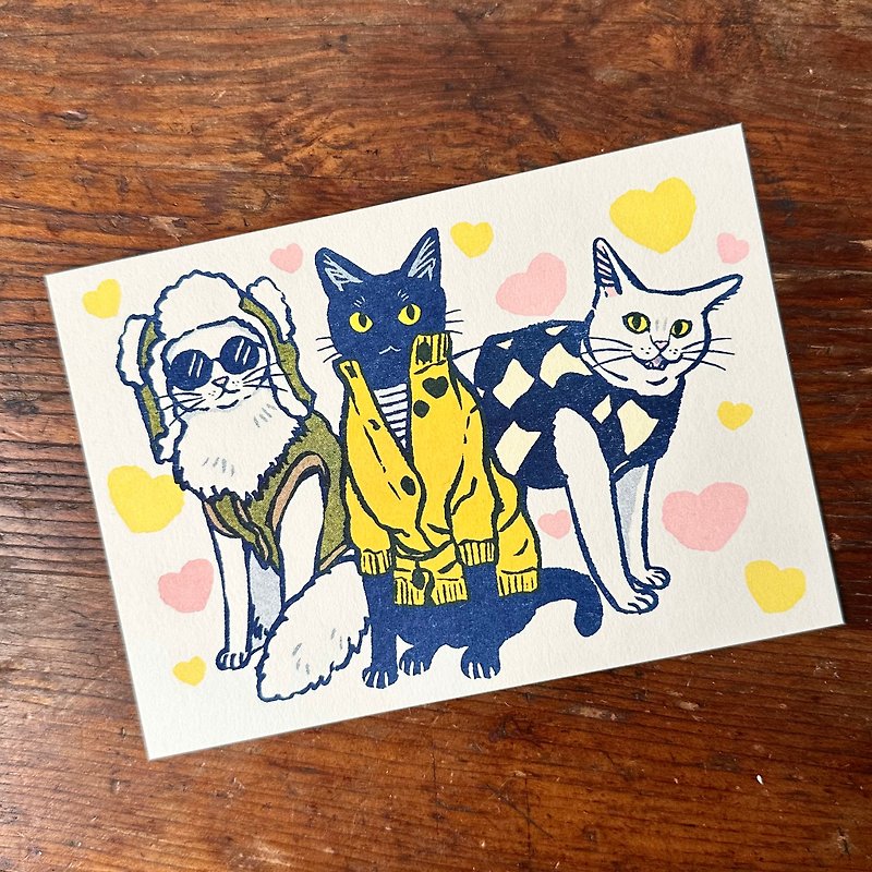 fashionable cats perforated postcard - การ์ด/โปสการ์ด - กระดาษ หลากหลายสี