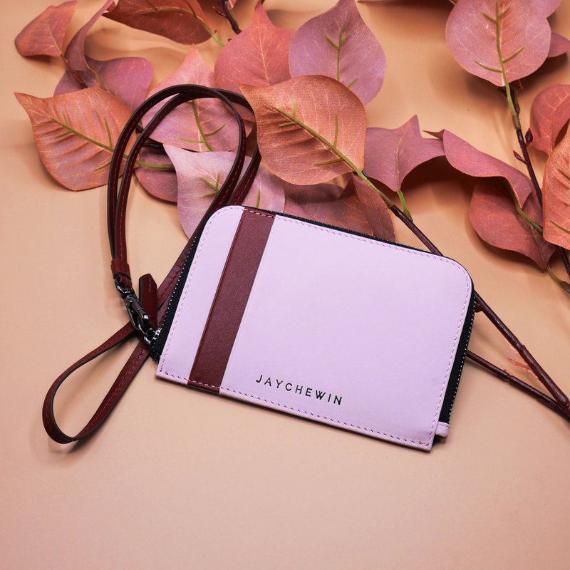 กระเป๋าสตางค์แบบซองซิป Flat Wallet หนังแท้สี Autumn Pink - กระเป๋าสตางค์ - หนังแท้ สึชมพู