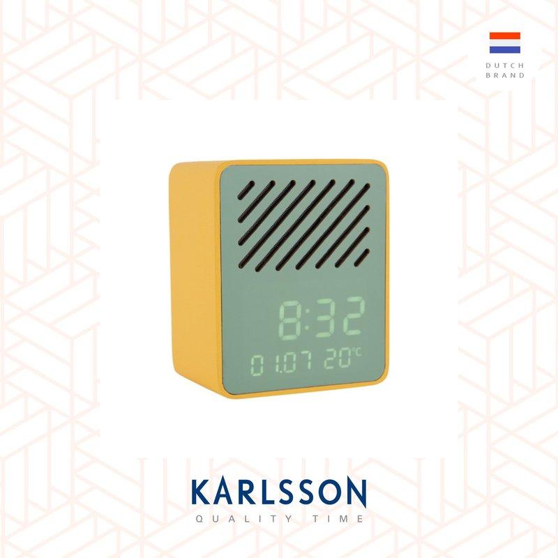 荷蘭Karlsson, Funky Vibes 黃/綠色可移LED顯示屏音箱多功能時鐘 - 時鐘/鬧鐘 - 木頭 綠色