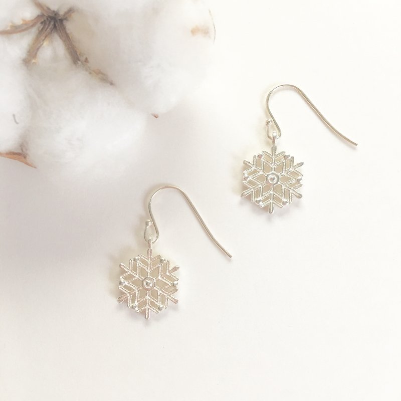 Hexagon Snowflake S925 Sterling Silver Earrings Allergy Free - Earrings & Clip-ons - Sterling Silver Silver