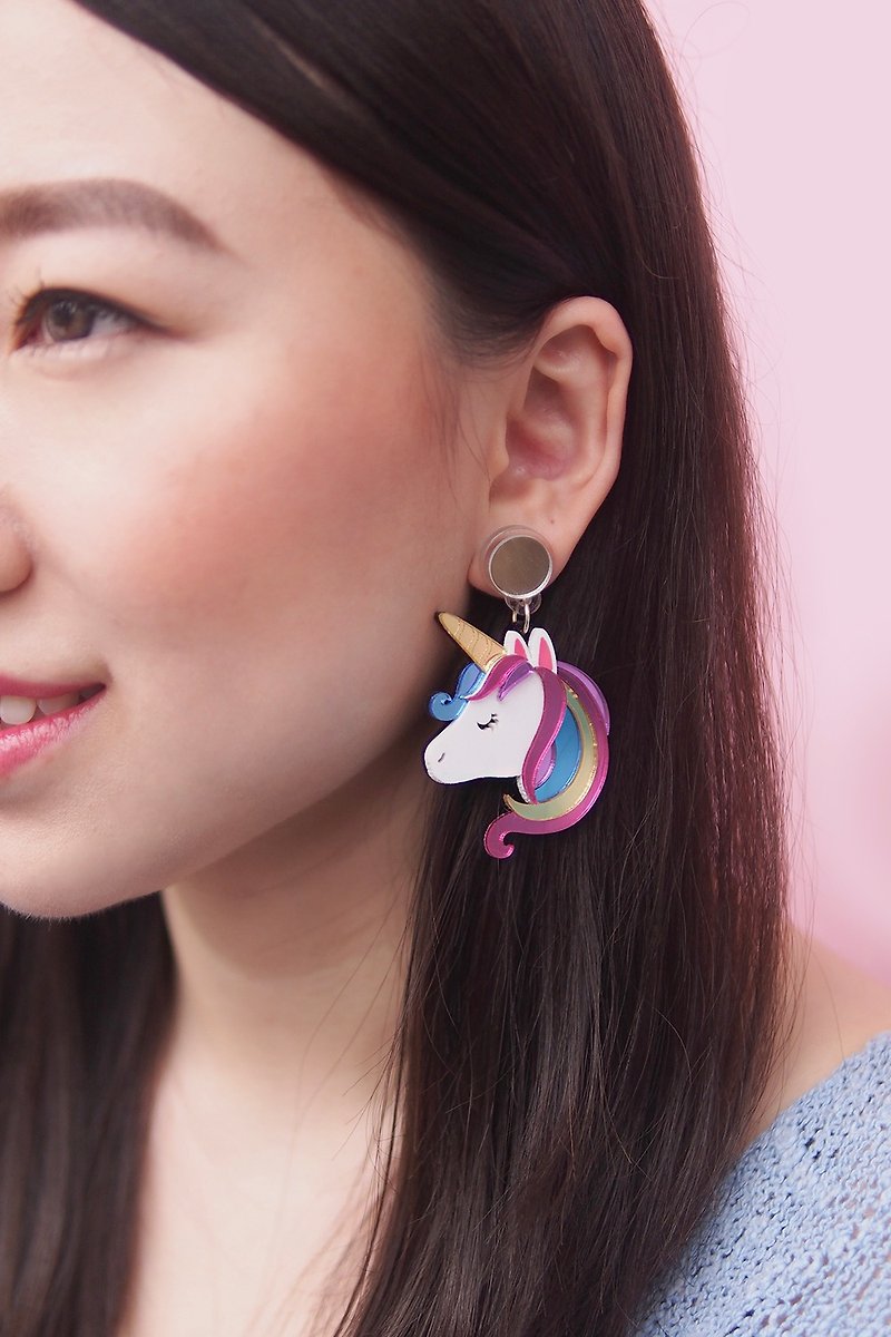 Unicorn Rainbow Dangle Earrings - Earrings & Clip-ons - Acrylic Multicolor