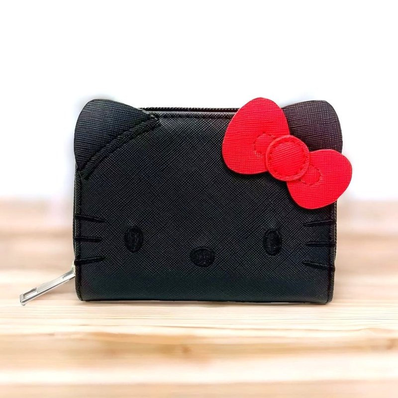 Hello Kitty x 酷樂村童趣造型短夾/錢包 三麗鷗正版授權 - 皮夾/長短夾/錢包 - 人造皮革 黑色