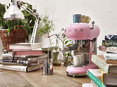 SMEG 義大利美學家電 【SMEG】義大利半自動義式咖啡機-粉紅色