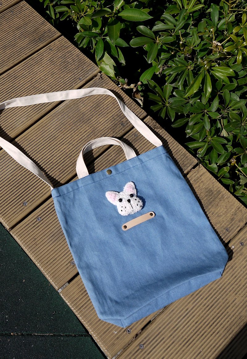 Hand made Daning 2WAY canvas bag method bucket - Messenger Bags & Sling Bags - Cotton & Hemp Blue
