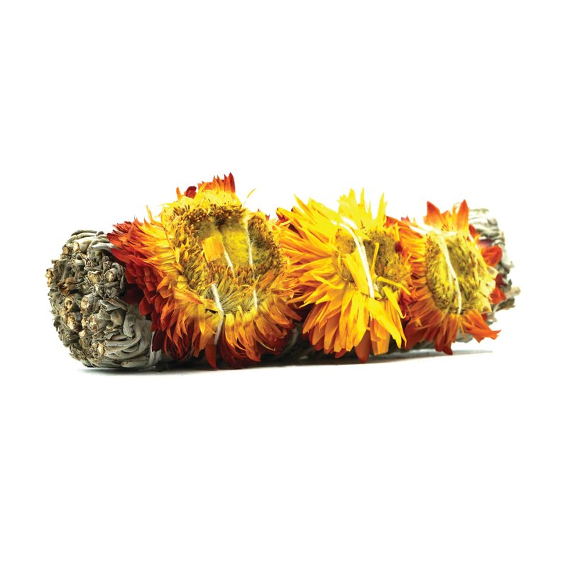 Faiza Naturals California Sunflower with White Sage Bundle - 4inch - น้ำหอม - พืช/ดอกไม้ สีเขียว