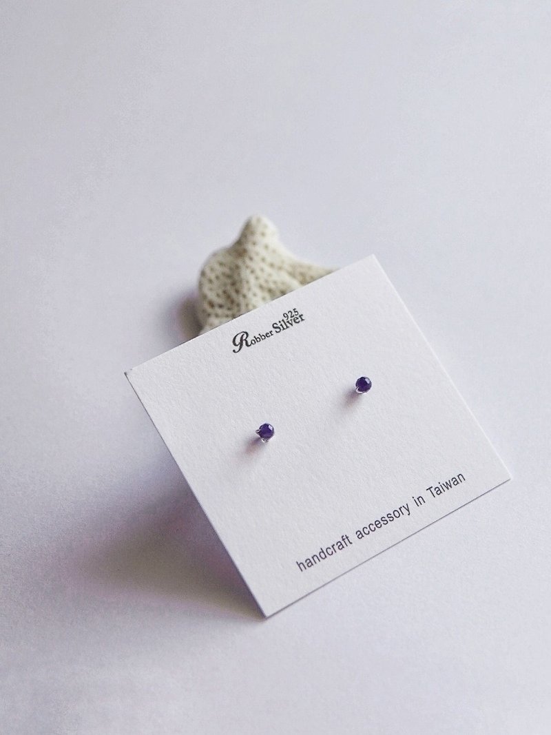 Tiny Sapphire Stud Earrings(Clip On), September Birthstone, Second Hole - Earrings & Clip-ons - Semi-Precious Stones Blue