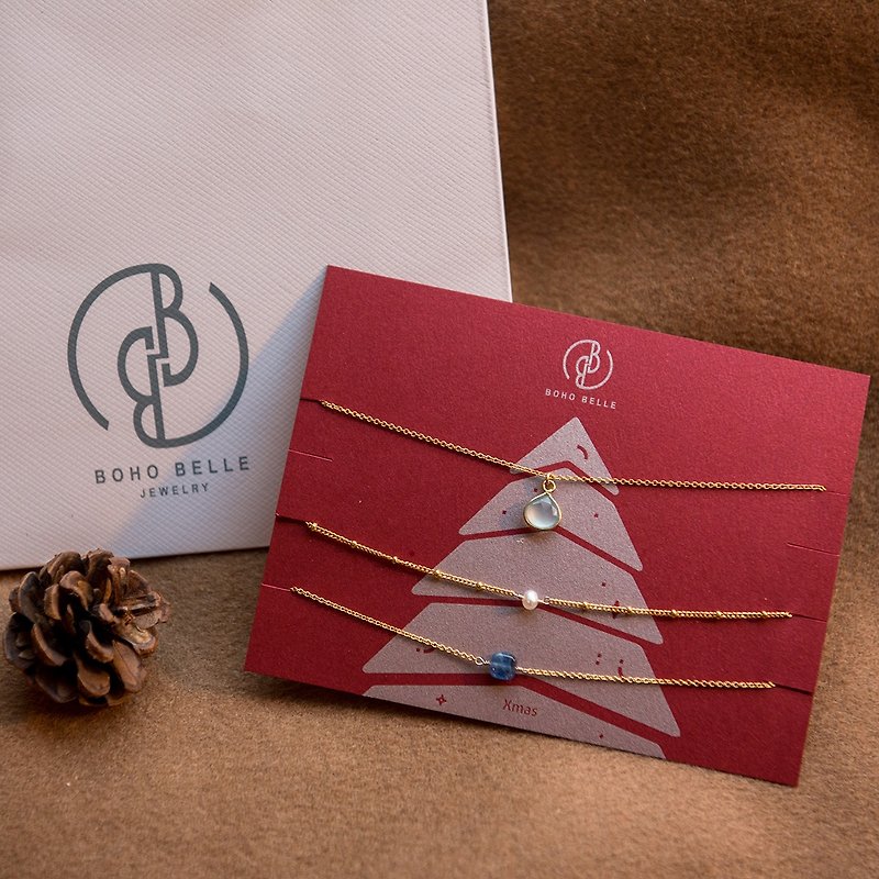 Christmas limited jewelry set-pinkoi limited gem group - สร้อยคอ - เครื่องเพชรพลอย สีแดง