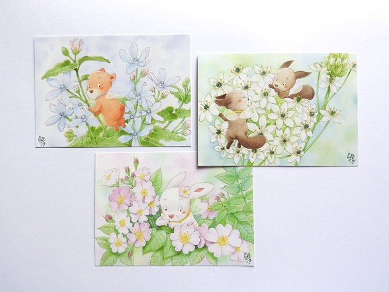 Bagels illustration postcard "Flower Wizard" (3) - การ์ด/โปสการ์ด - กระดาษ สึชมพู