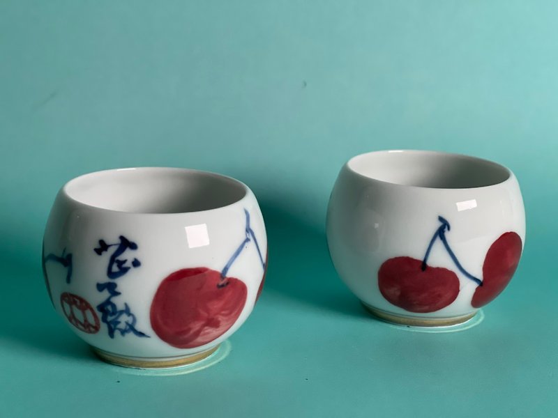 櫻桃對杯 - 茶壺/茶杯/茶具 - 瓷 白色