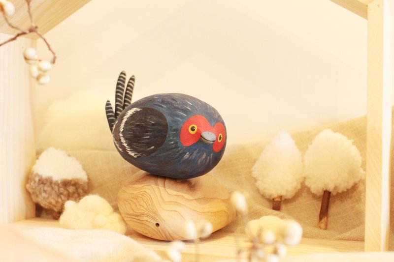 帝雉-台灣國鳥-木質擺飾-鳥-紀念品 - 擺飾/家飾品 - 木頭 藍色